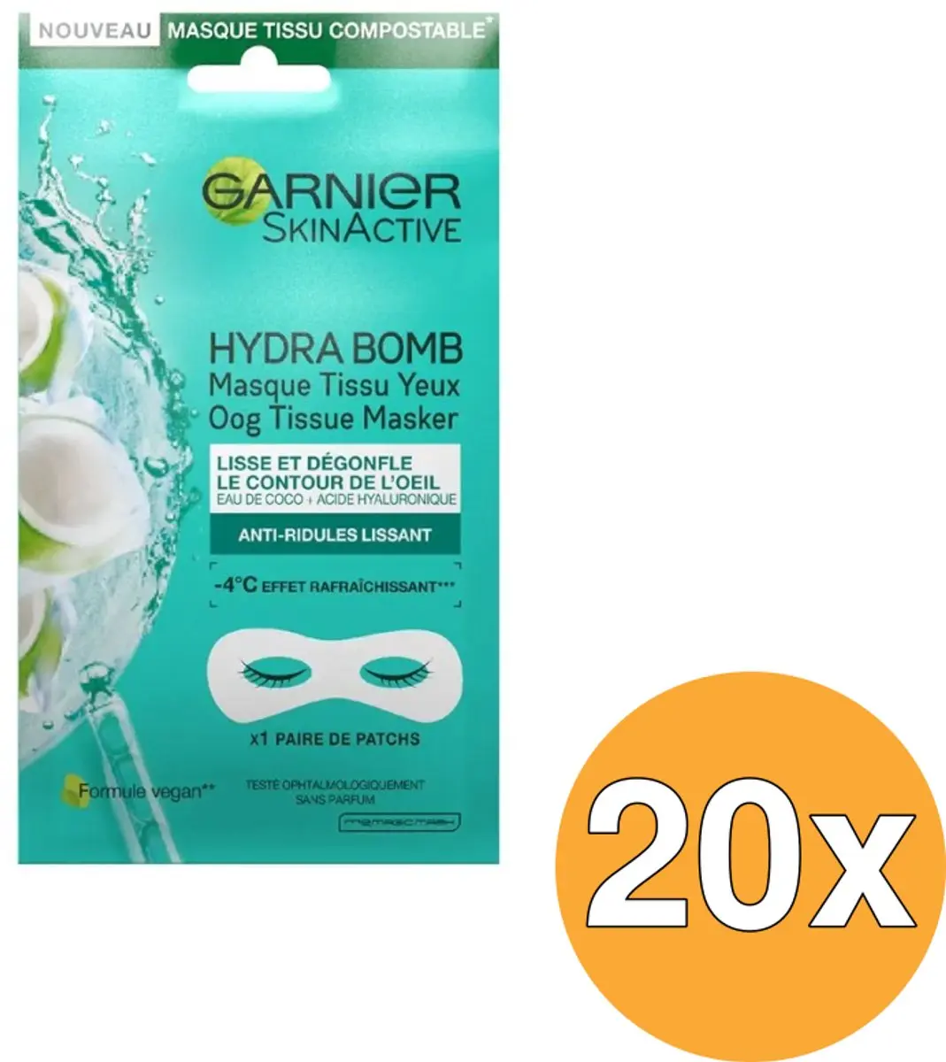 20x Garnier Skin Active Masker Tissues Hydra Bomb (1 stuk)
