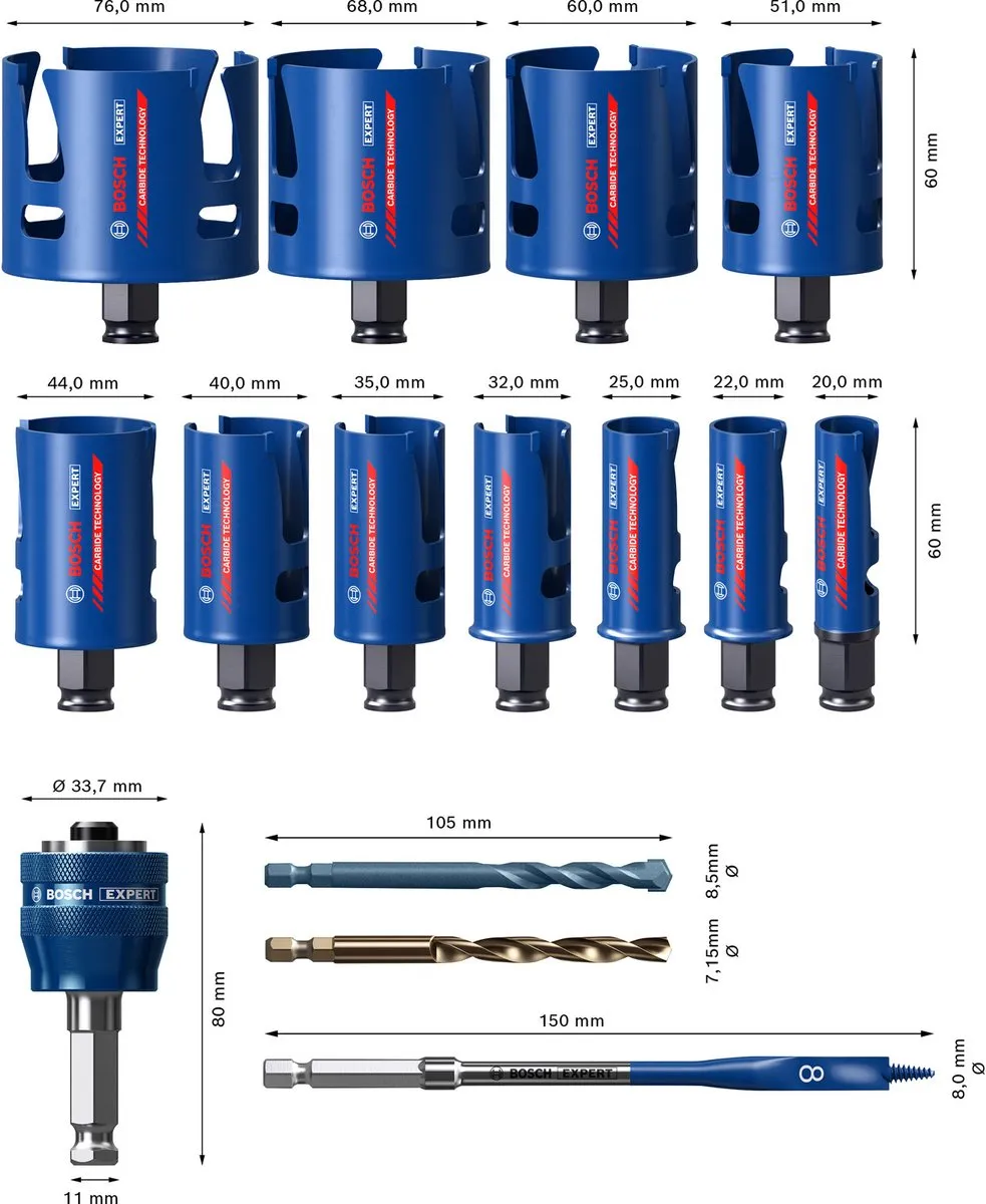 Bosch Professional Expert Construction Material Gatenzaagset 15-delig - 2608900489