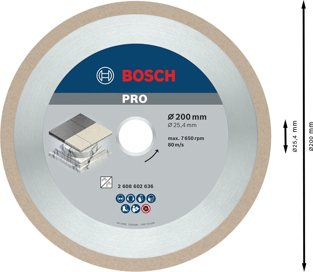 Bosch Professional Diamantschijf Best Ceramic 200mm - Glas - Ø25,4mm