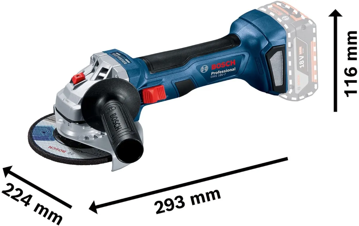 Bosch Professional GWS 18V-7 Haakse Slijper 115mm - 700W - afbeelding 6 van 6