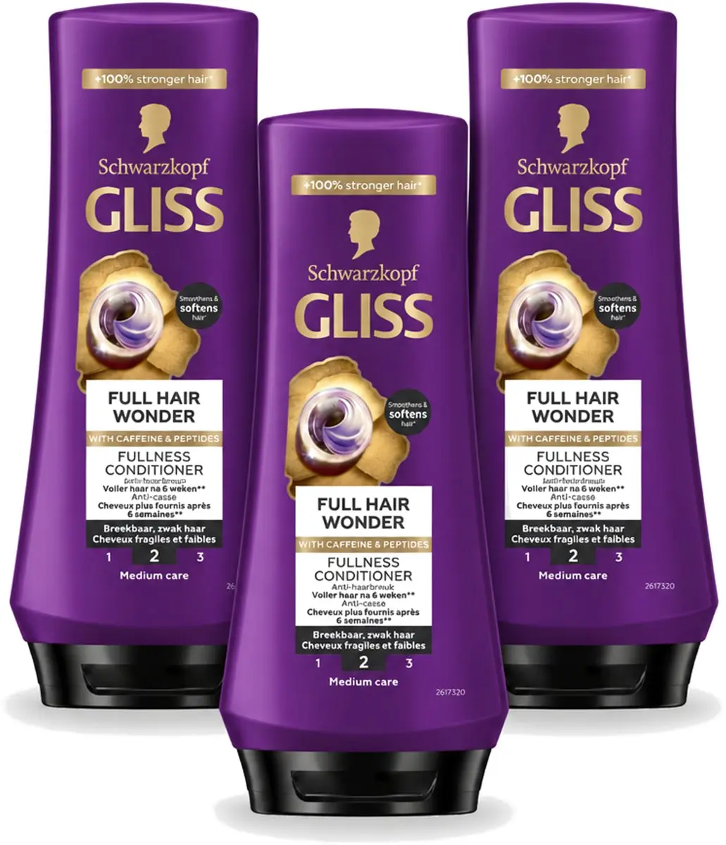 3 x Gliss Conditioner Full Hair Wonder