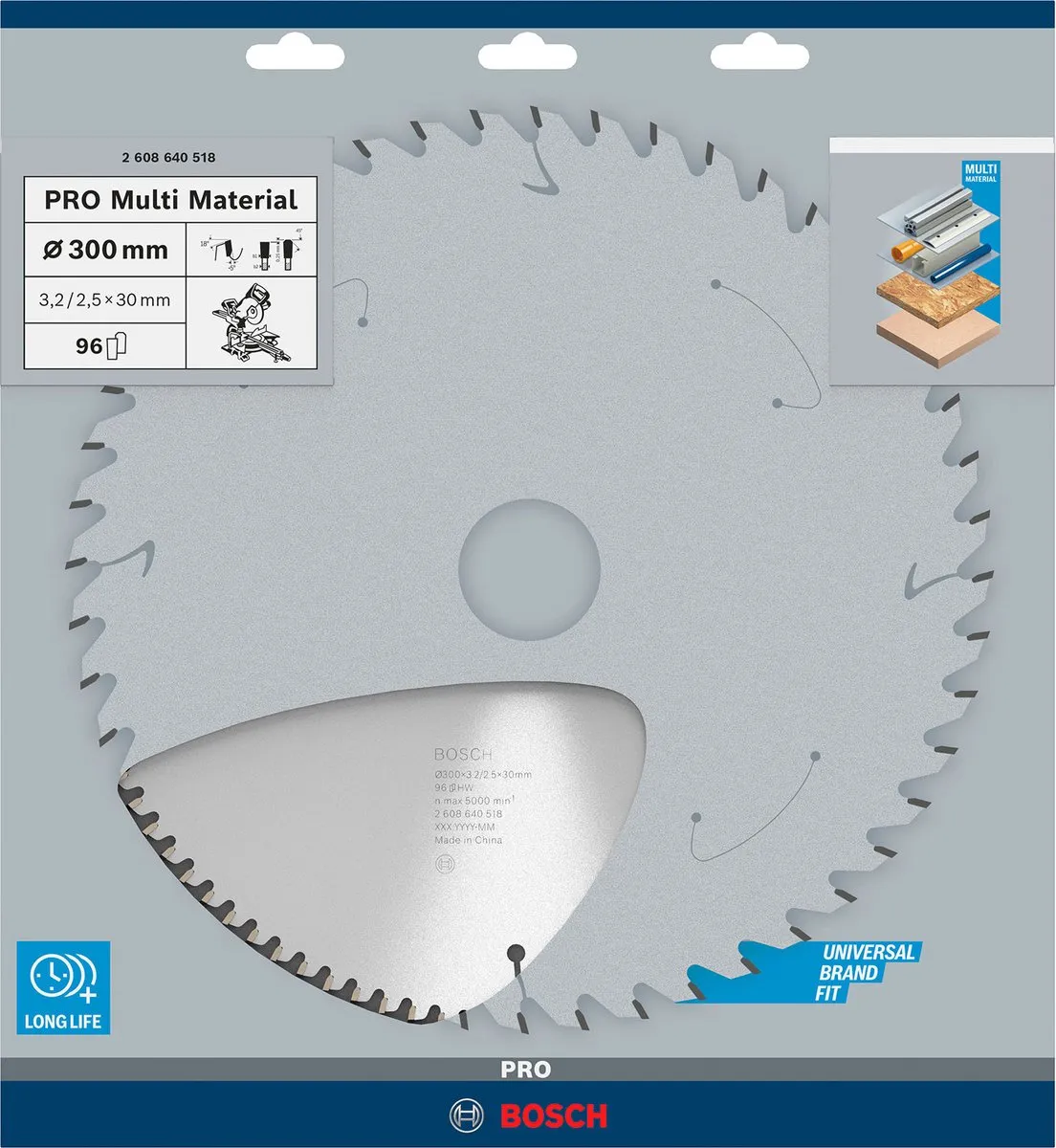 Bosch Professional Cirkelzaagblad CIRKZB MULTI K/V & T 300x32mm 96T