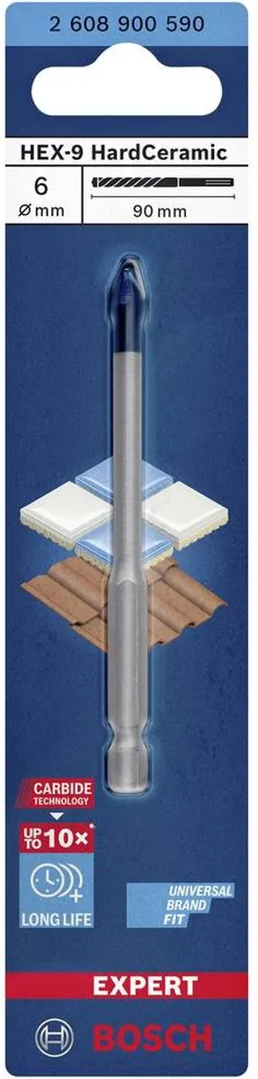 Bosch Professional EXPERT HEX-9 HardCeramic Tegelboor 6mm - 90mm