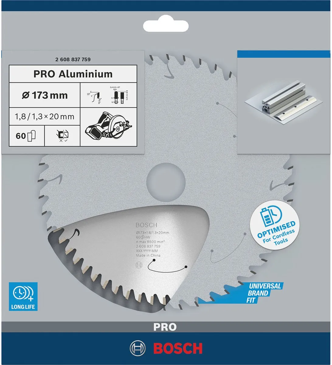 Bosch Professional Accuzaagblad 173mm 60 Tanden - 20mm As - afbeelding 3 van 6