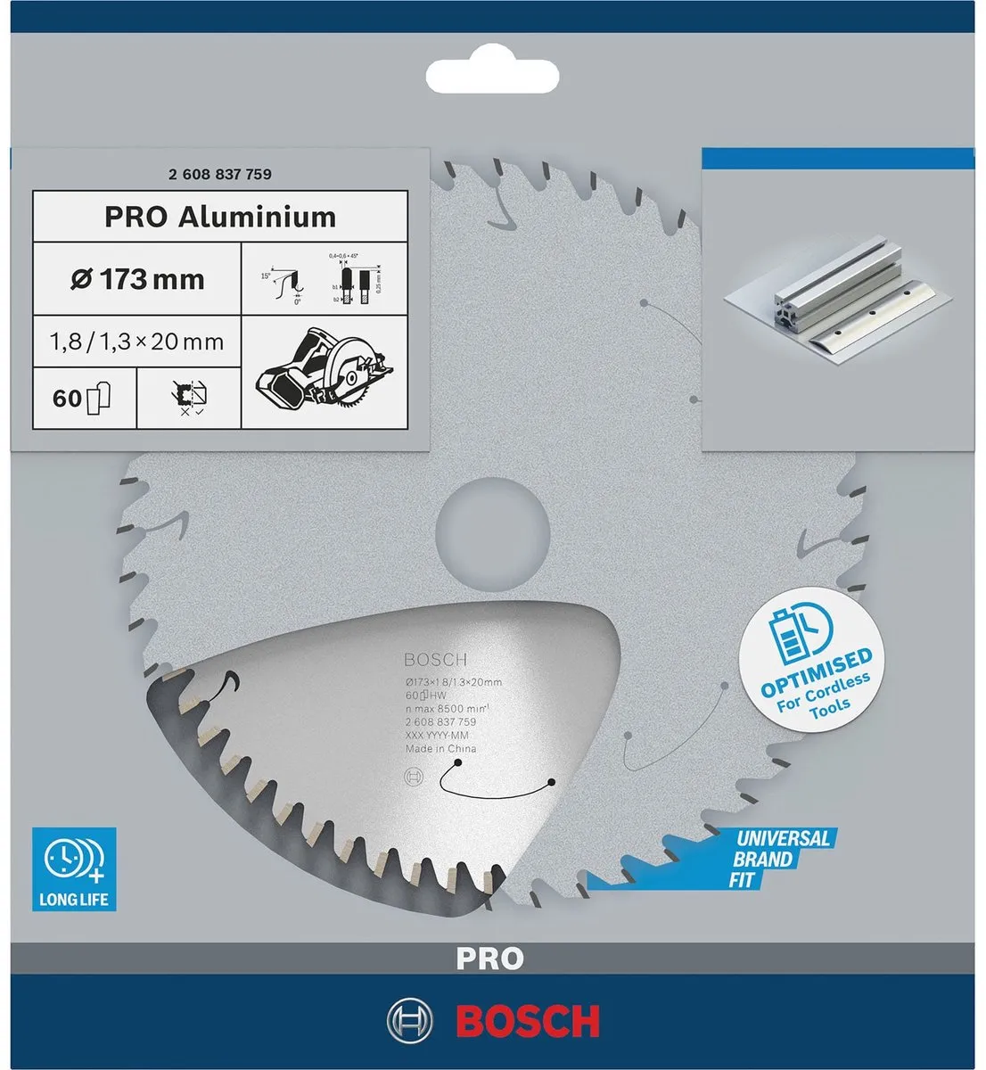 Bosch Professional Accuzaagblad 173mm 60 Tanden - 20mm As - afbeelding 6 van 6