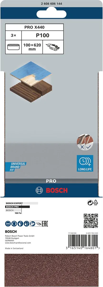 Bosch Professional 3 Banden 100x620mm Best Wood+Paint