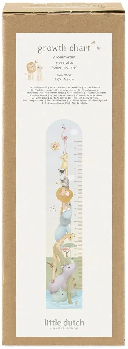 Little Dutch Groeimeter Muursticker Safari - Geel