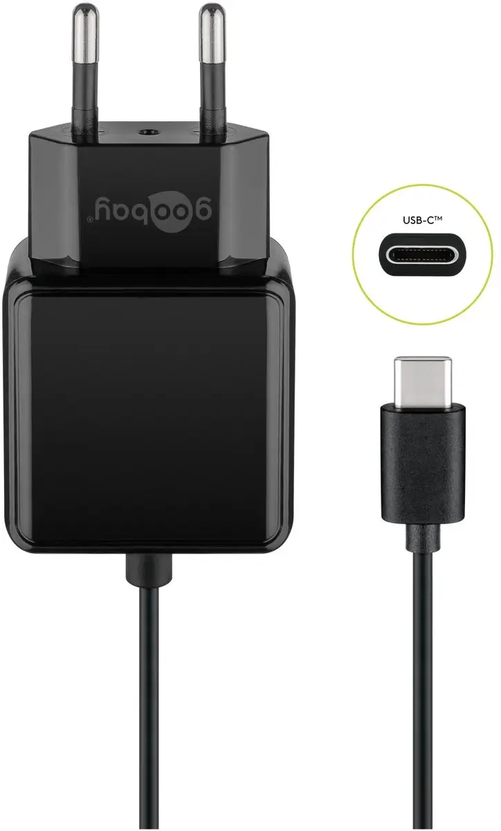 Goobay 45040 USB-C Voeding 15W - 1,5m - Zwart