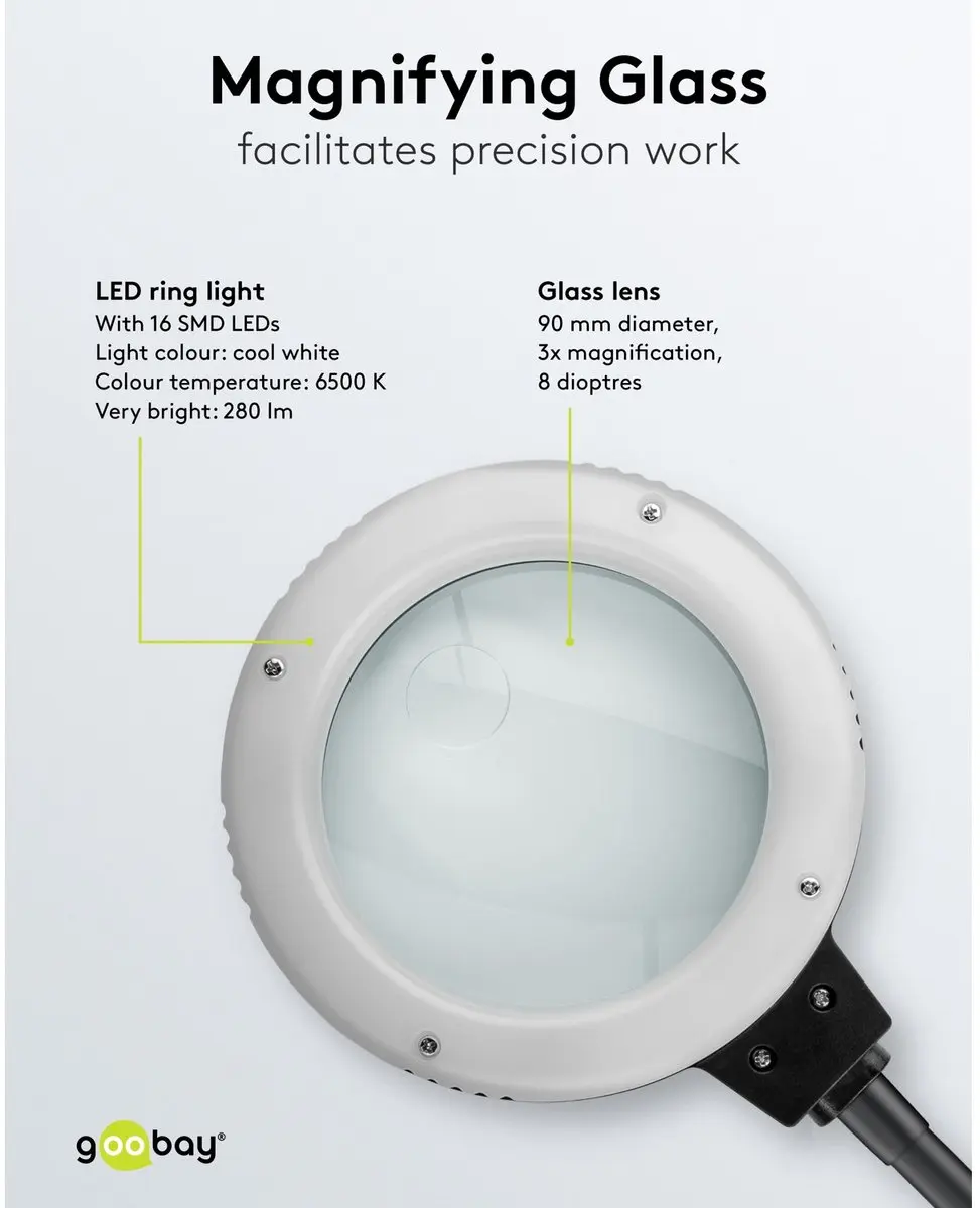 Goobay Soldeerhulp met loepverlichting - Zwart - afbeelding 6 van 6
