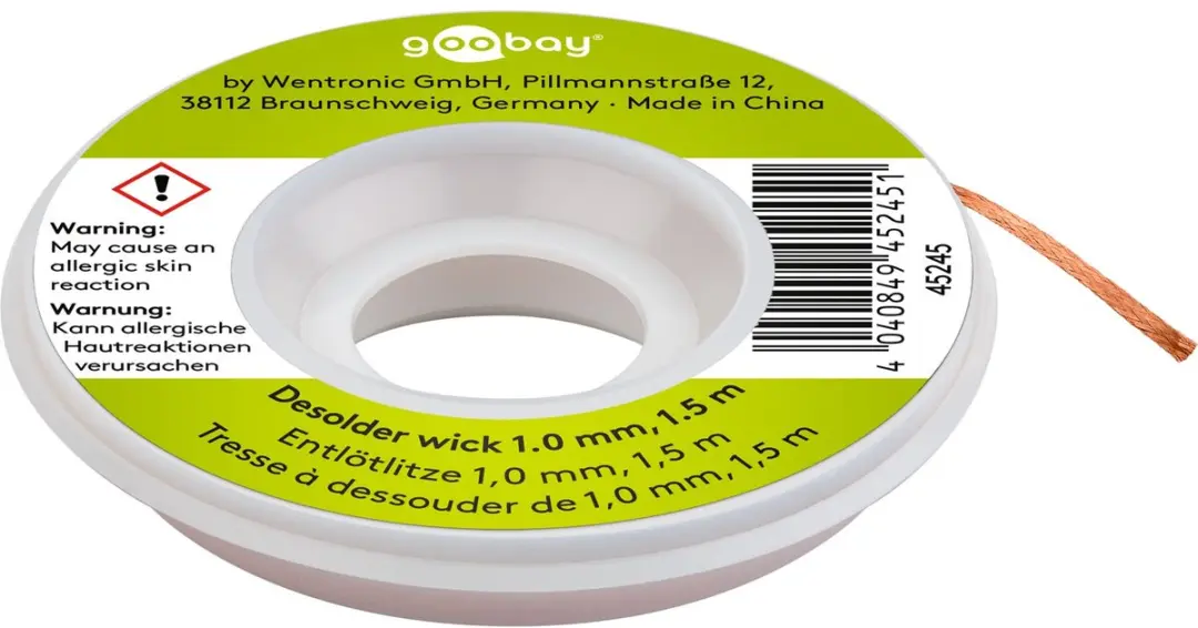 Goobay Desoldeerdraad 1 mm 1,5 m Zuiver Koper voor Soldeerwerk