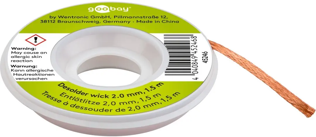 Goobay Desoldeerdraad 2 mm 1,5 m Zuiver Koper voor Soldeerwerk