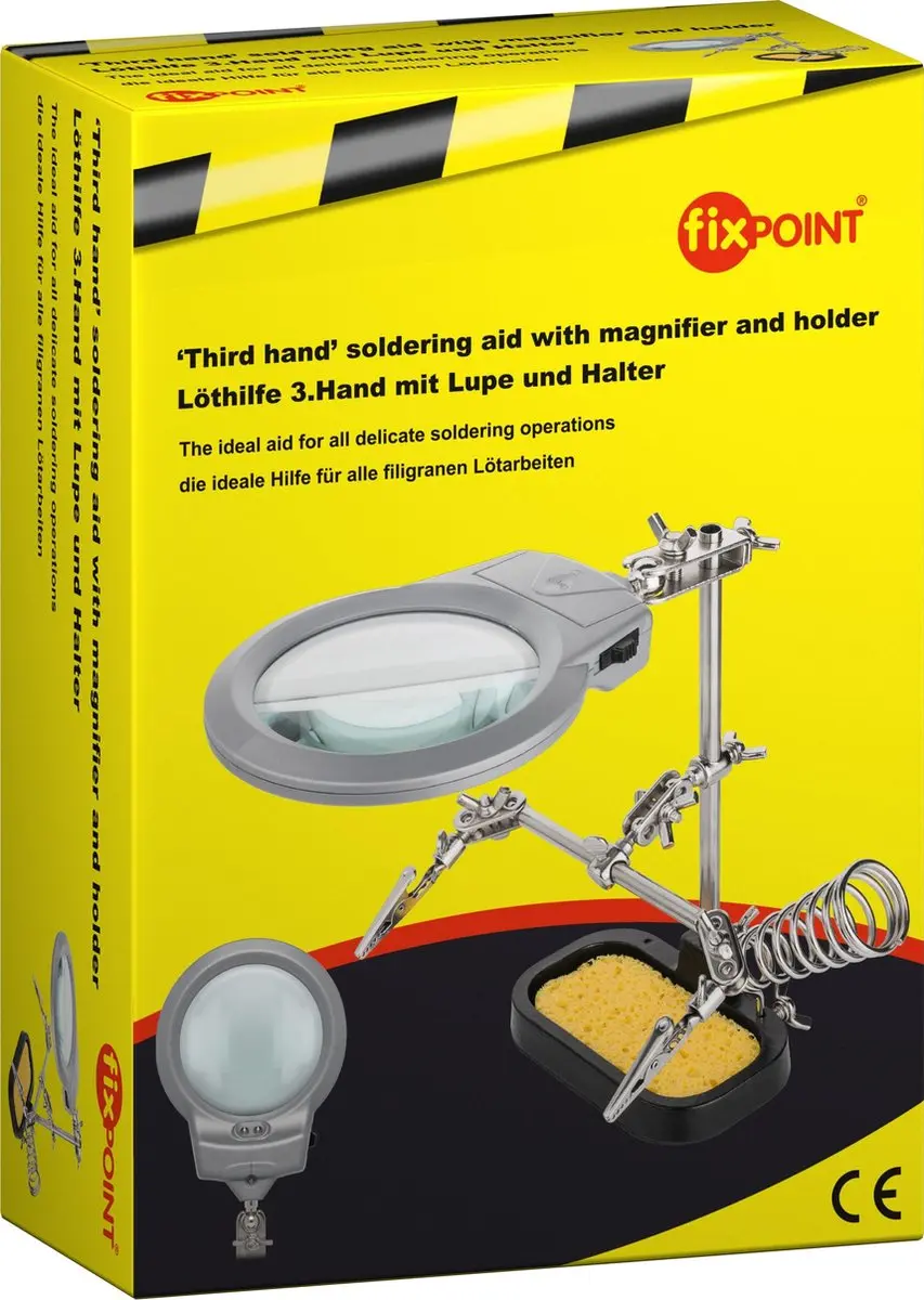 Goobay Derde Hand met Loep en LED - Soldeerstandaard - Zwart