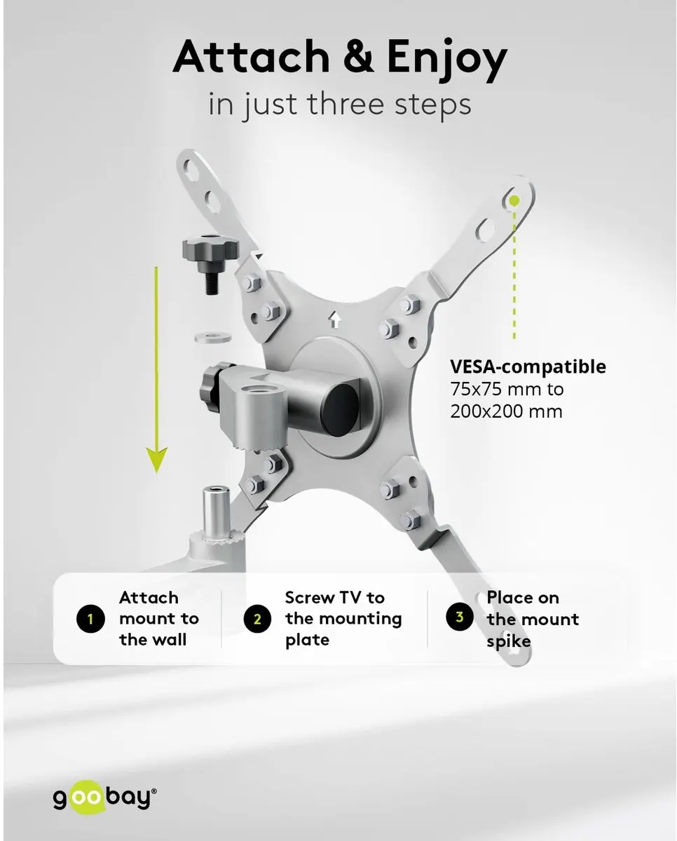 Goobay TV Muurbeugel TILT 71987 - 13-43" - 15kg - Zilver