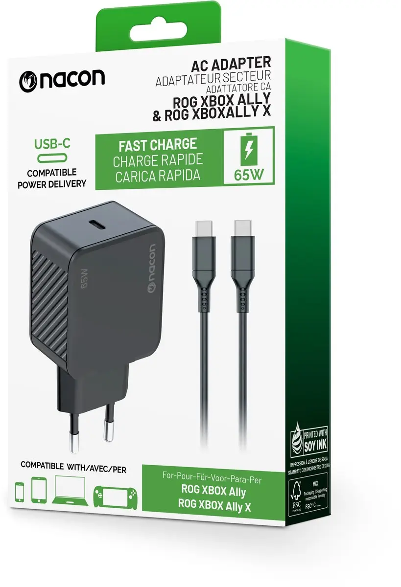Nacon AC-adapter voor ROG Xbox Ally - USB-C kabel