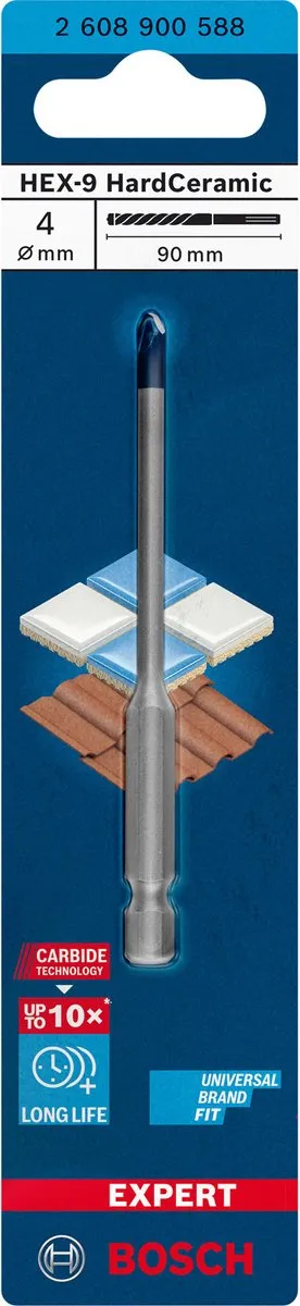 Bosch Professional EXPERT HEX-9 HardCeramic Tegelboor 4mm - 90mm