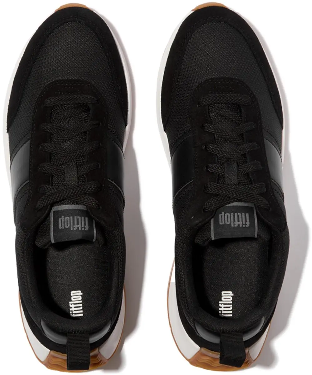 FitFlop FitFlop F-Mode Flow Mens Suede-Mix Sneakers ZWART