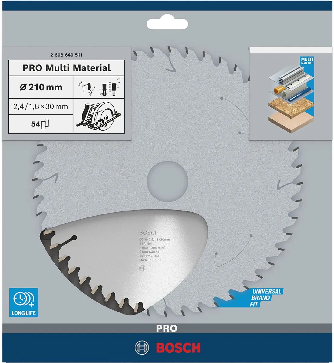 Bosch Professional Cirkelzaagblad CIRKZB MULTI 210x30x2,4 54T TR-F