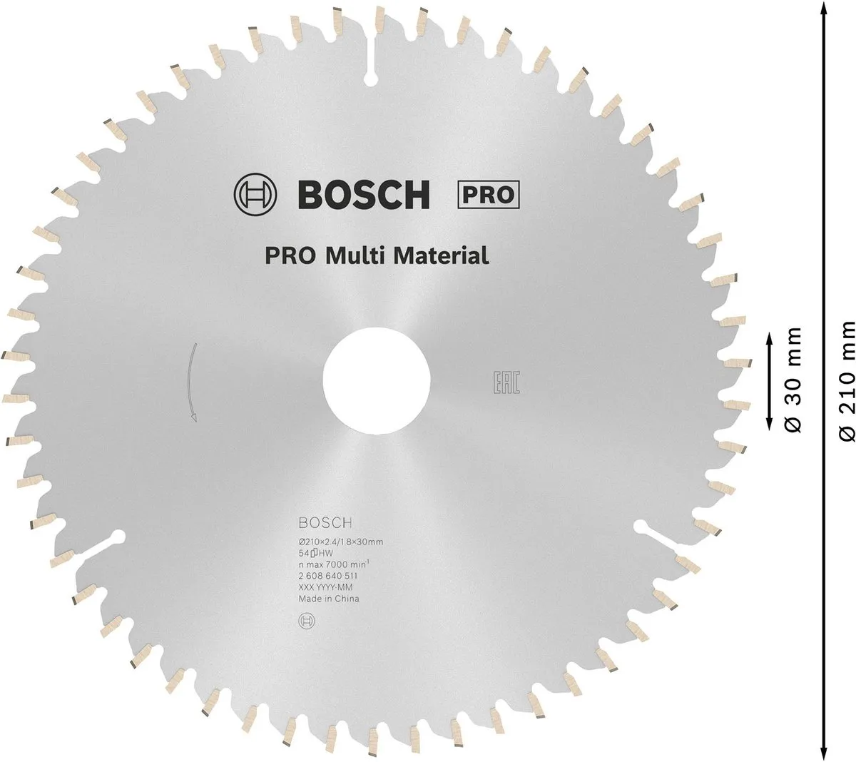 Bosch Professional Cirkelzaagblad CIRKZB MULTI 210x30x2,4 54T TR-F