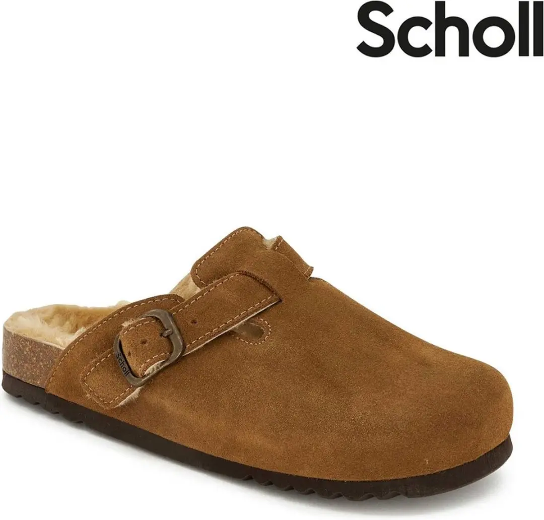 Scholl FAE NEW F Suede Clogs - Taupe - Maat 38