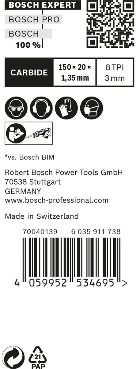 Bosch Professional Expert Reciprozaagblad 150mm - 10 Stuks