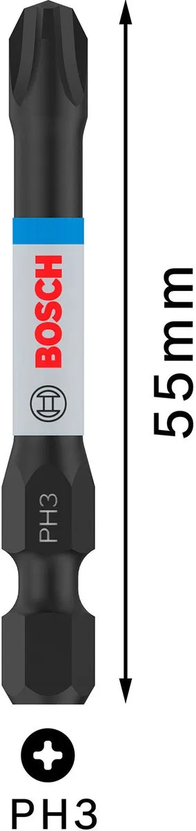 Bosch Professional 2 PRO BITS IMPACT PH3 55mm - 2 Stuks