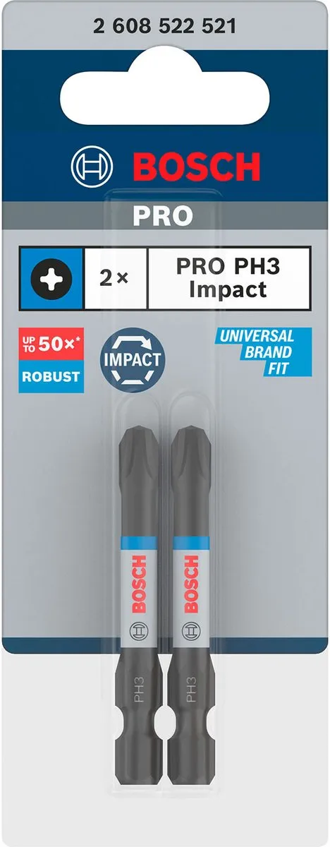 Bosch Professional 2 PRO BITS IMPACT PH3 55mm - 2 Stuks