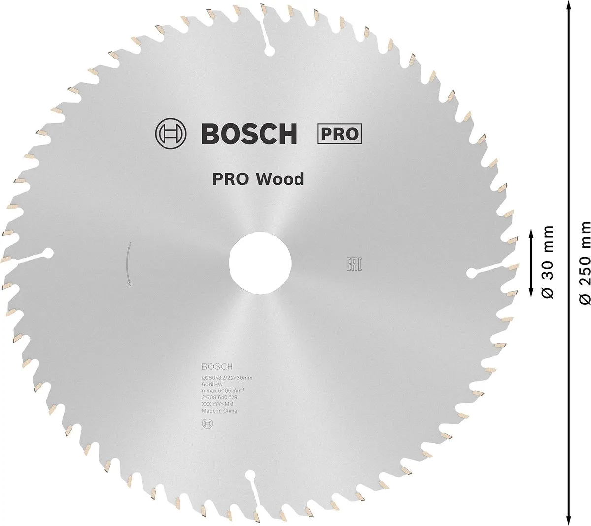 Bosch Professional Cirkelzaagblad Optiline 250mm Hout - 60T