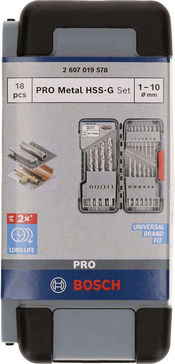 Bosch Professional HSS-G Borenbox 18-delig 1-10mm