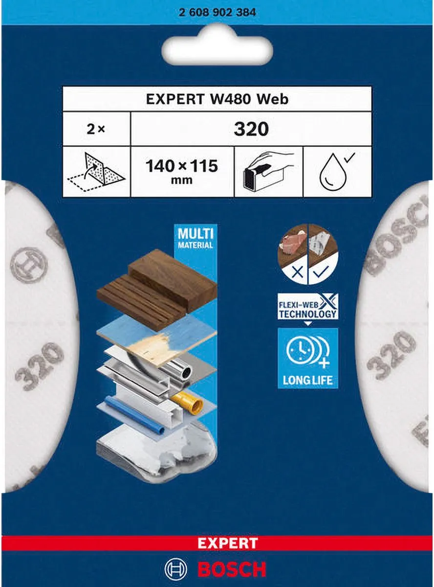 Bosch Professional ExW480 Schuurvel - 115x140mm G320 - 2 Stuks - afbeelding 6 van 6