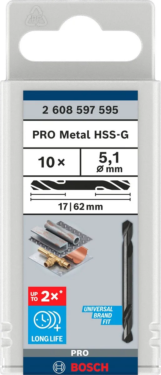 Bosch Professional HSS-G DUBBELBOOR 5.1mm - 10 Stuks