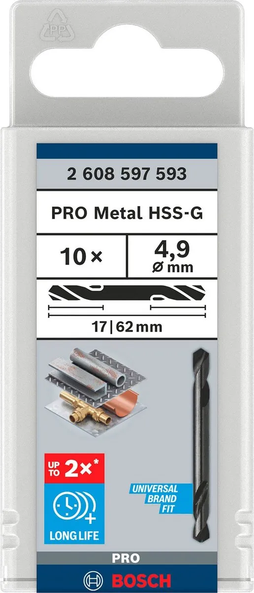 Bosch Professional HSS-G Dubbelboor 4.9mm - 10 Stuks