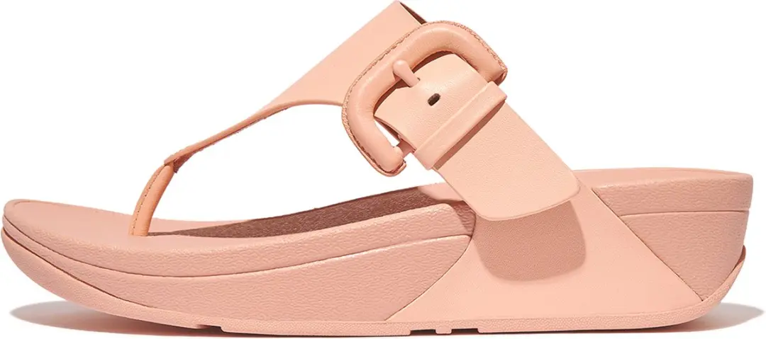 FitFlop FitFlop Lulu Covered-Buckle Raw-Edge Leather Toe-Thongs ROZE