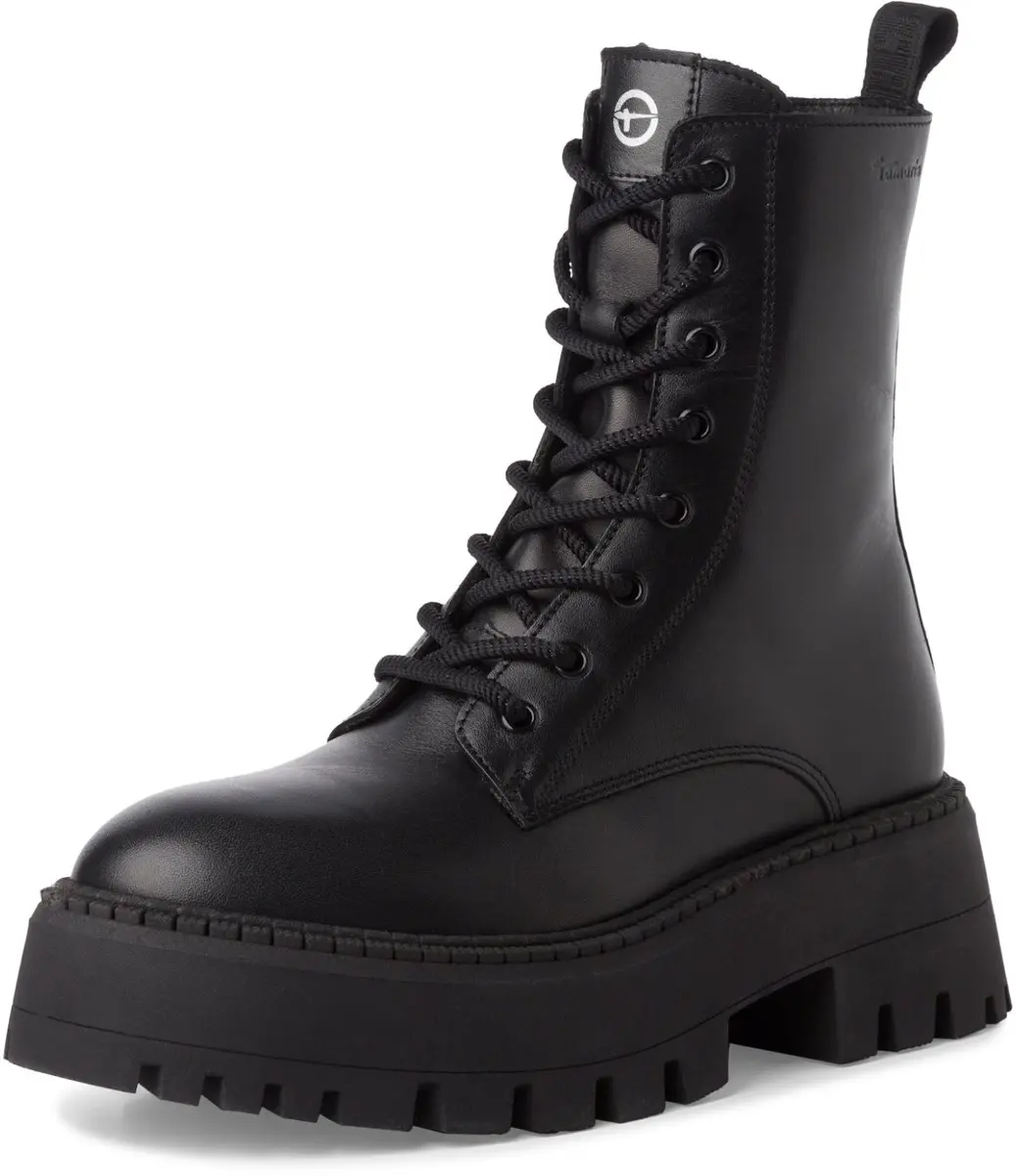 Tamaris Dames Lace Boot Flat Laarzen - Zwart - 37
