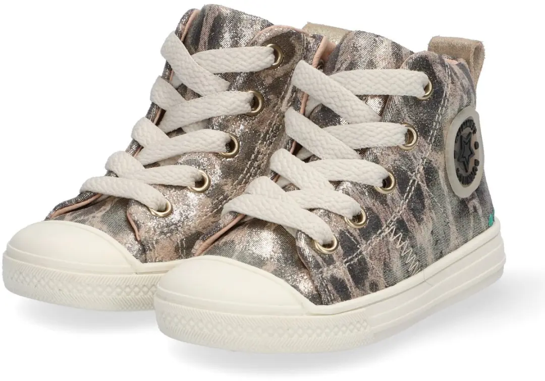 BunniesJR 221235-906 Meisjes Hoge Sneakers - Goud/Print - Maat 22 - afbeelding 5 van 6