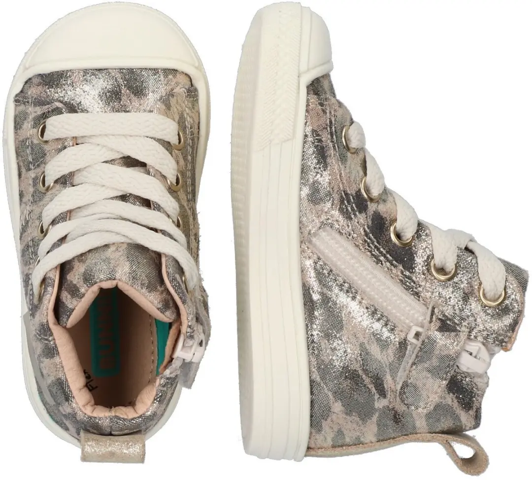 BunniesJR 221235-906 Meisjes Hoge Sneakers - Goud/Print - Maat 22 - afbeelding 2 van 6