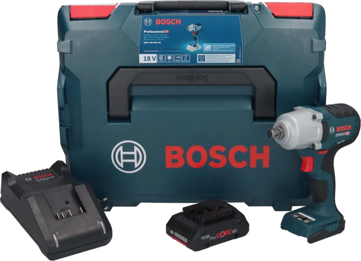 Bosch Professional GDS 18V-450 HC Accu-slagschroevendraaier - 450 Nm - 1/2" - met 4,0 Ah accu