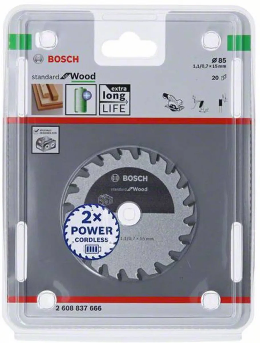 Bosch Professional Cirkelzaagblad 2608837666 - 85x15mm 20 Tanden
