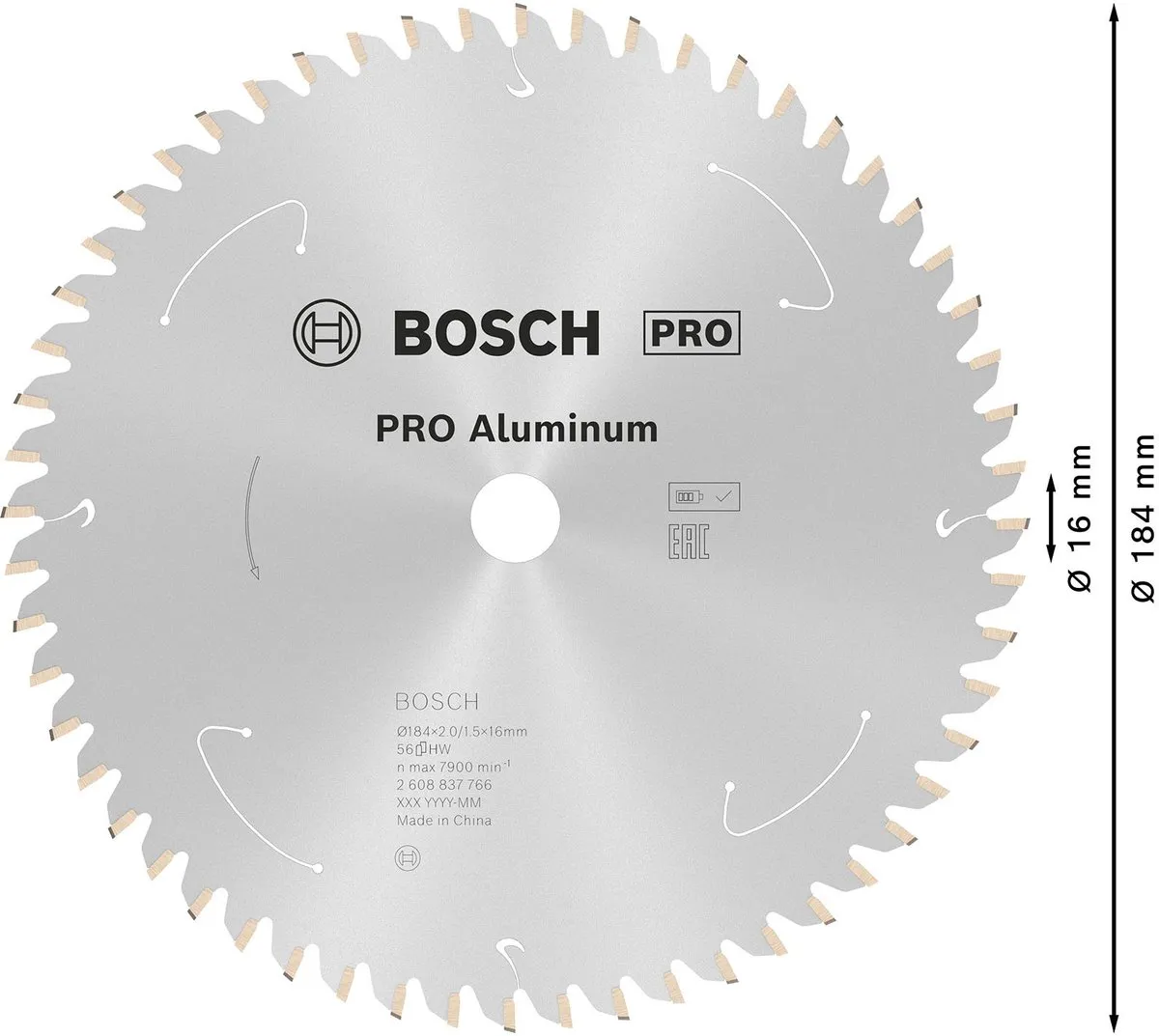 Bosch Professional Aluminium Zaagblad 184mm - 56 Tanden - 16mm As