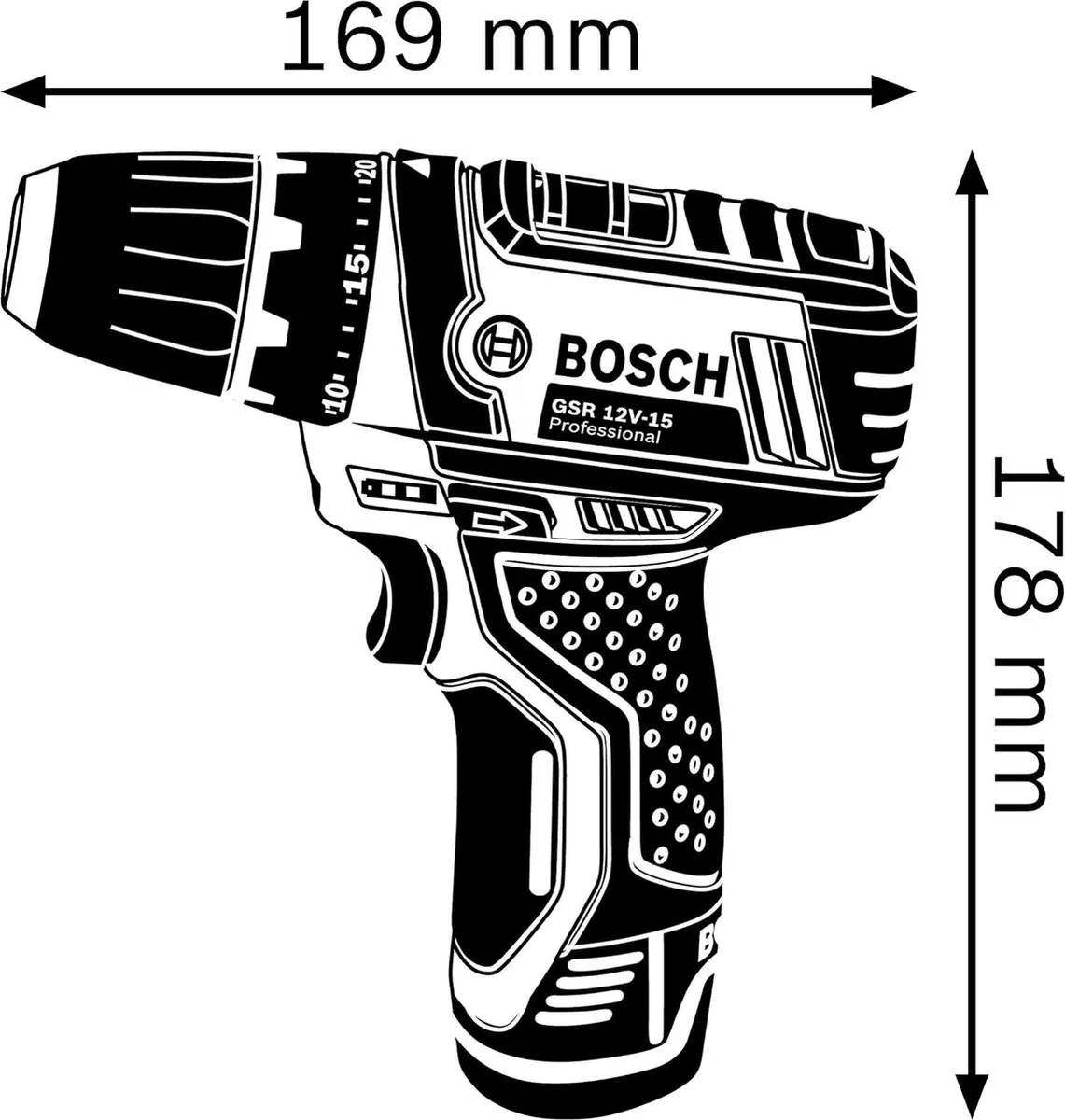 Bosch Professional GSR 12V-15 Accu Schroefboormachine - 2x 2,0Ah - 39-delig