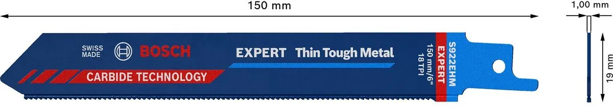 Bosch Professional Expert Thin Tough Metal S 922 EHM Reciprozaagblad