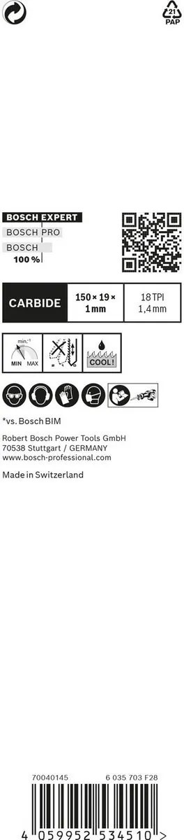 Bosch Professional Expert Thin Tough Metal S 922 EHM Reciprozaagblad - 3 Stuks