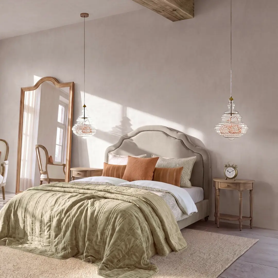 Loberon Rivélisse Hanglamp - Ø27.5cm - Antiek goud/helder - afbeelding 6 van 6