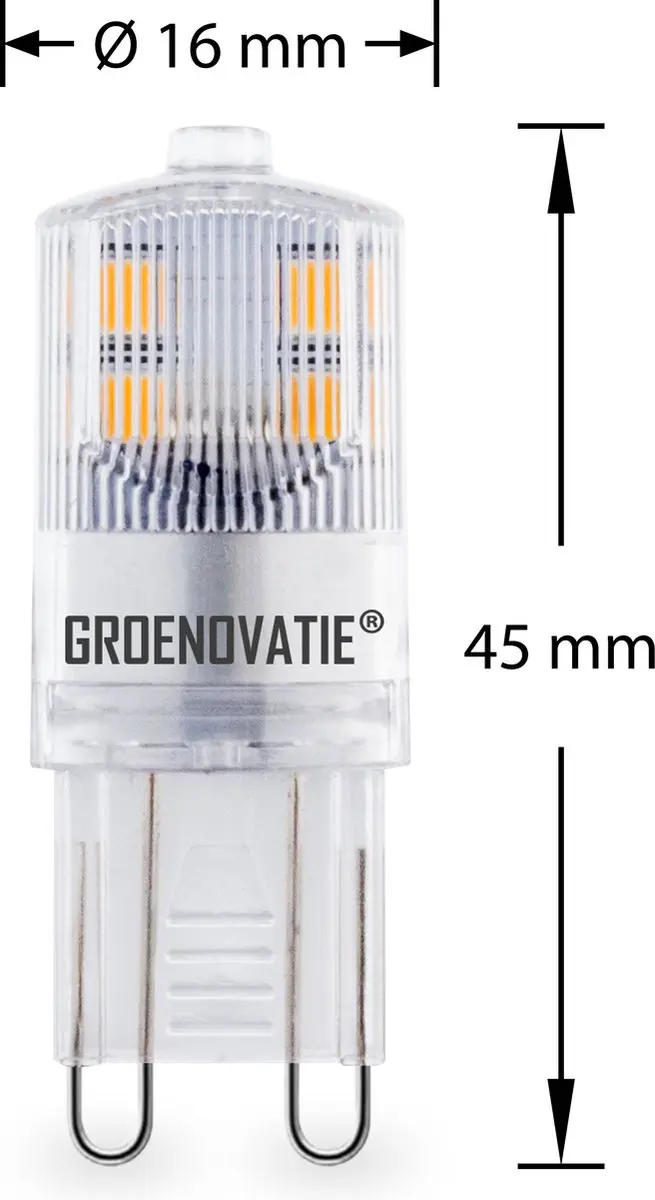 Groenovatie G9 LED Lamp 2W Warm Wit - Ø16x45mm - afbeelding 3 van 5