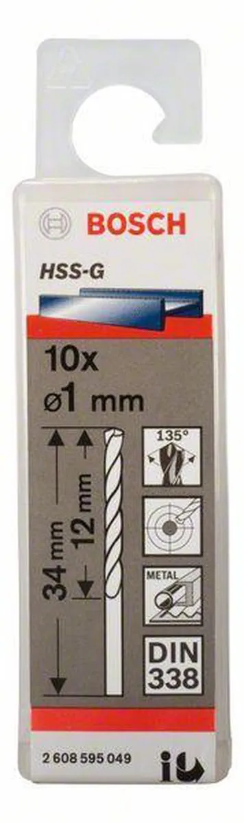 Bosch Professional ST. LINE 1.0mm HSS-G Boor - Metaal - 10 Stuks