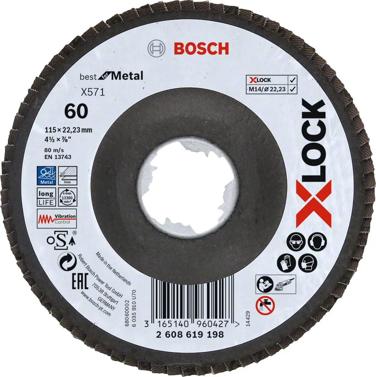 Bosch Professional Lamellenschuurschijf Ø115mm Korrel 60 - 1 Stuk