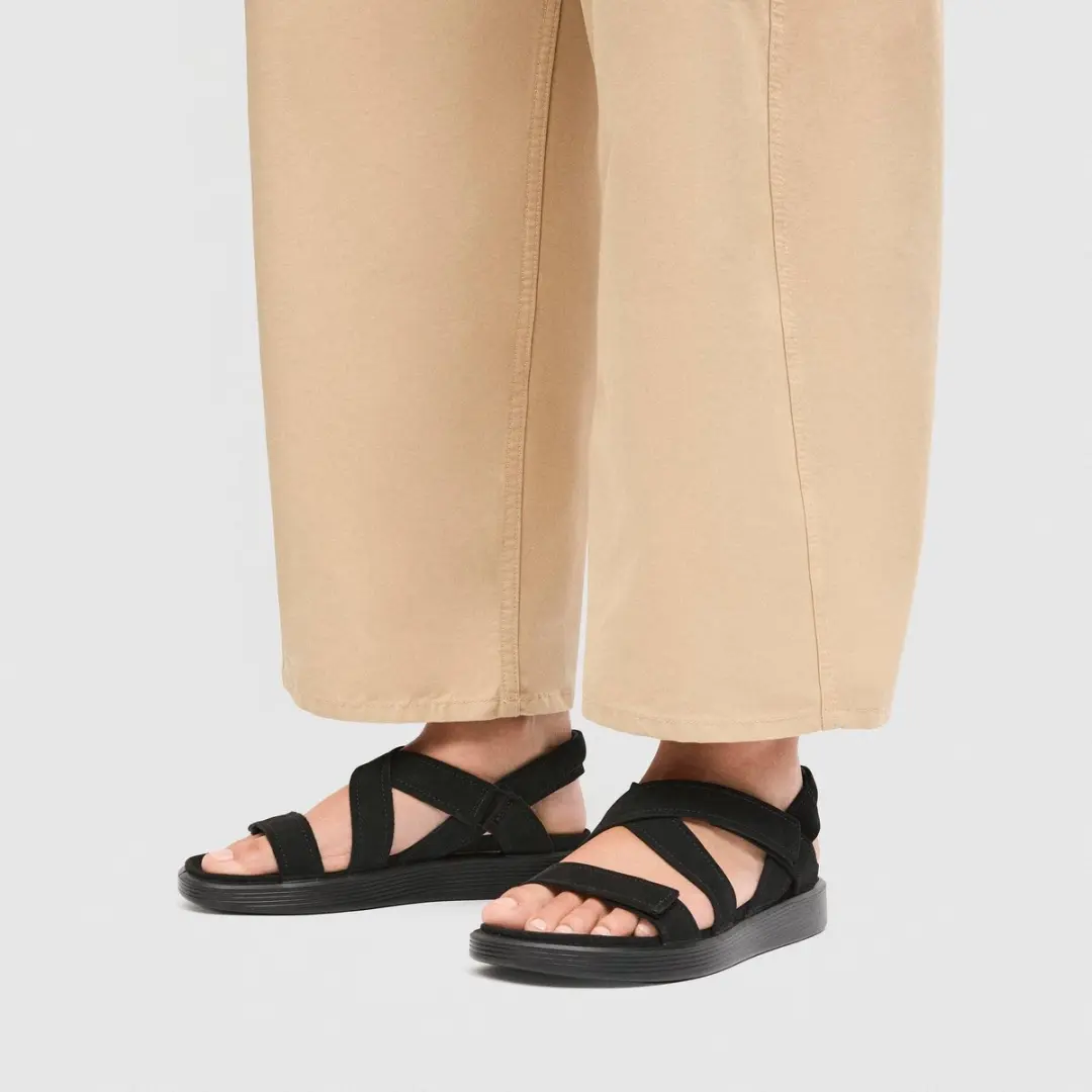 Ecco Soft Sandalen zwart Leer