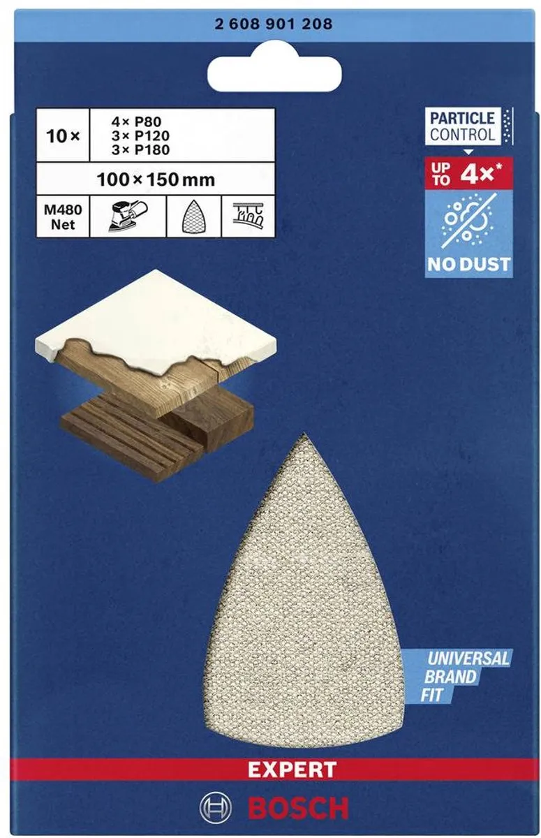 Bosch Professional EXPERT M480 Schuurnetset - 10 Stuks 80/120