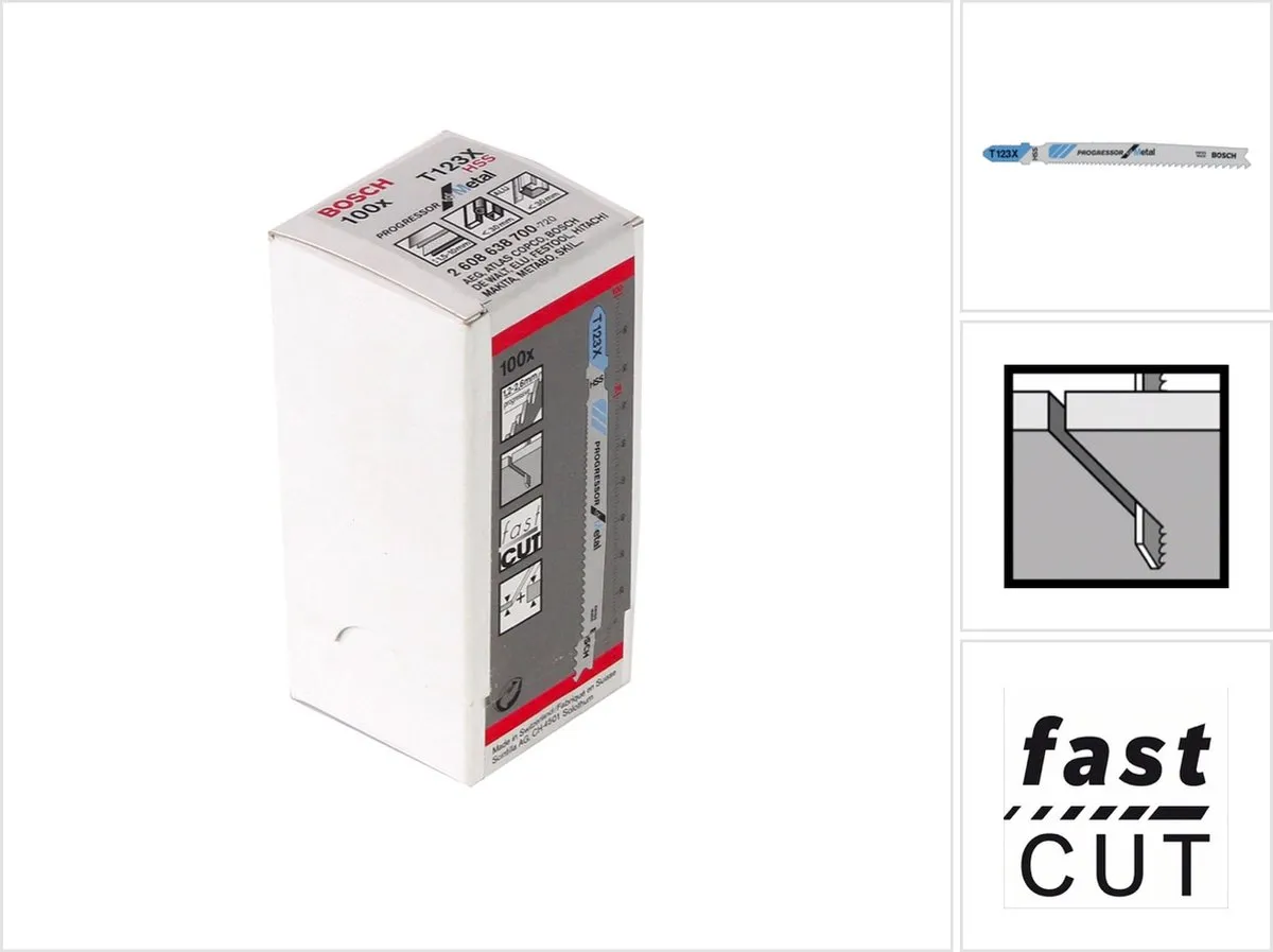 Bosch Professional DECOUPEERZB T123X Metaal Decoupeerzaagbladen - 100 Stuks - afbeelding 6 van 6