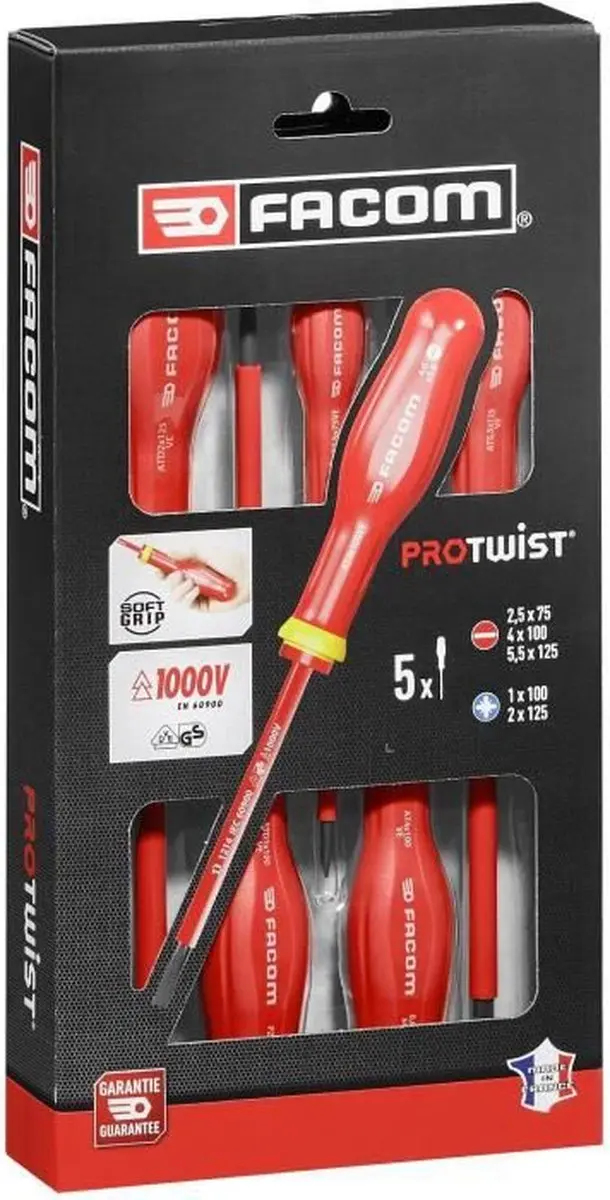 Schroevendraaierset Facom Protwist Isolated 1000V AT5VE.PB Plat Pozidriv 5 Onder