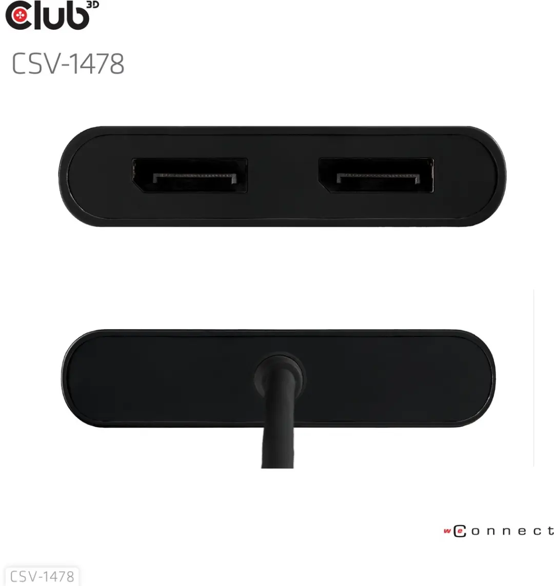 CLUB3D CSV-1478 Video Splitter USB-C 2x DisplayPort - Zwart - afbeelding 2 van 6